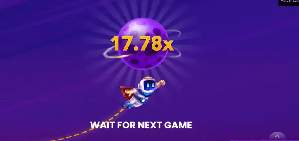Spaceman crash round ending at 17.78x multiplier
